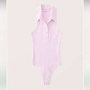 Abercrombie and Fitch Ribbed Polo Bodysuit - Lavender - Size M Medium